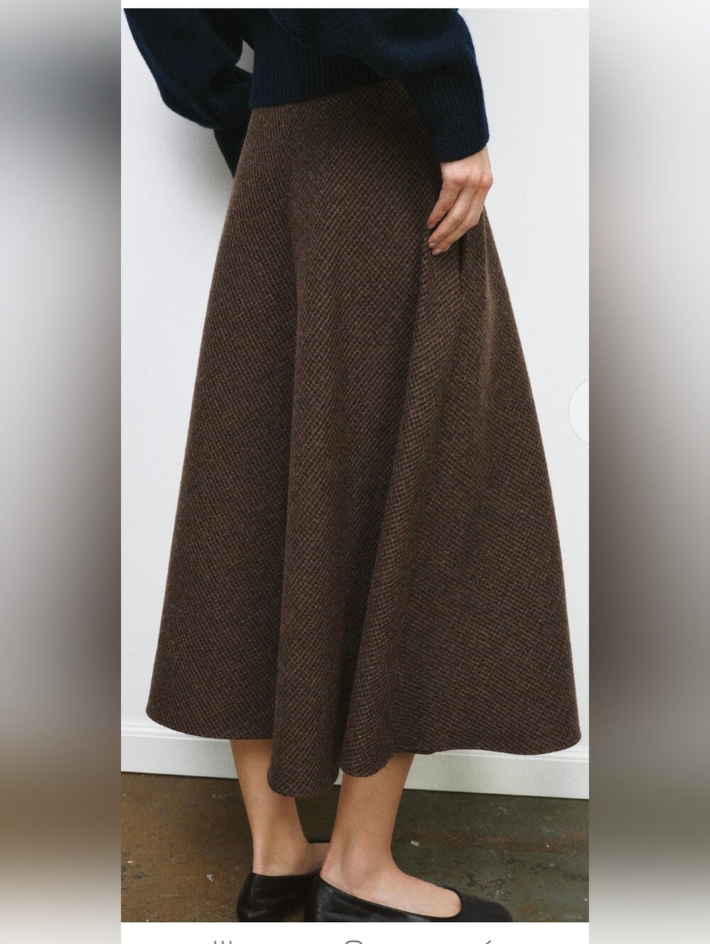 Zara WOOL BLEND CAPE SKIRT HOUNDSTOOTH (S) - Picture 3 of 7